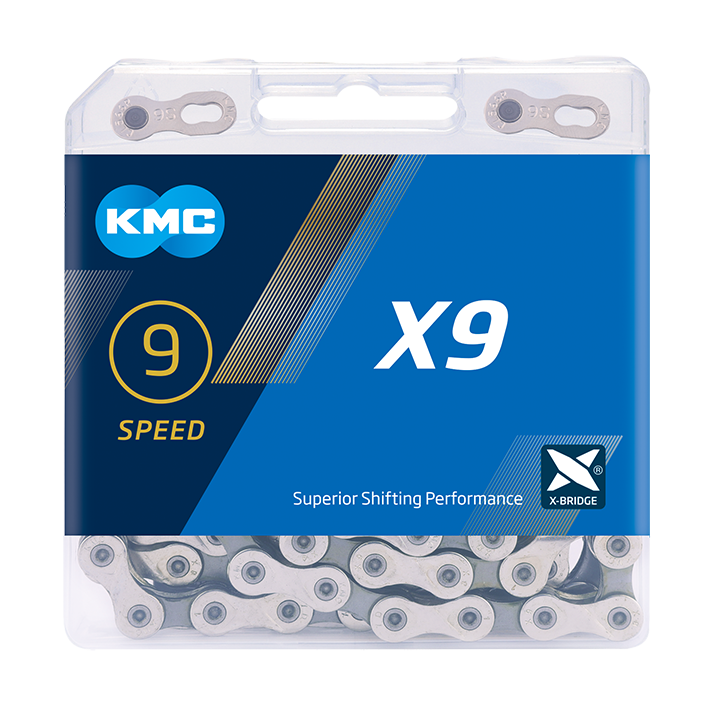 KMC X9 ROAD/MTB CHAIN GREY / SILVER 122 LINKS