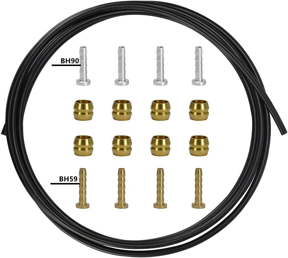 CYSKY Bike Hydraulic Brake Hose Kit 2500mm for Shimano BH59 BH90 Sram Avid System, Included 8 Bike Brake Olive and 8 Brass Connecting Insert (Black)