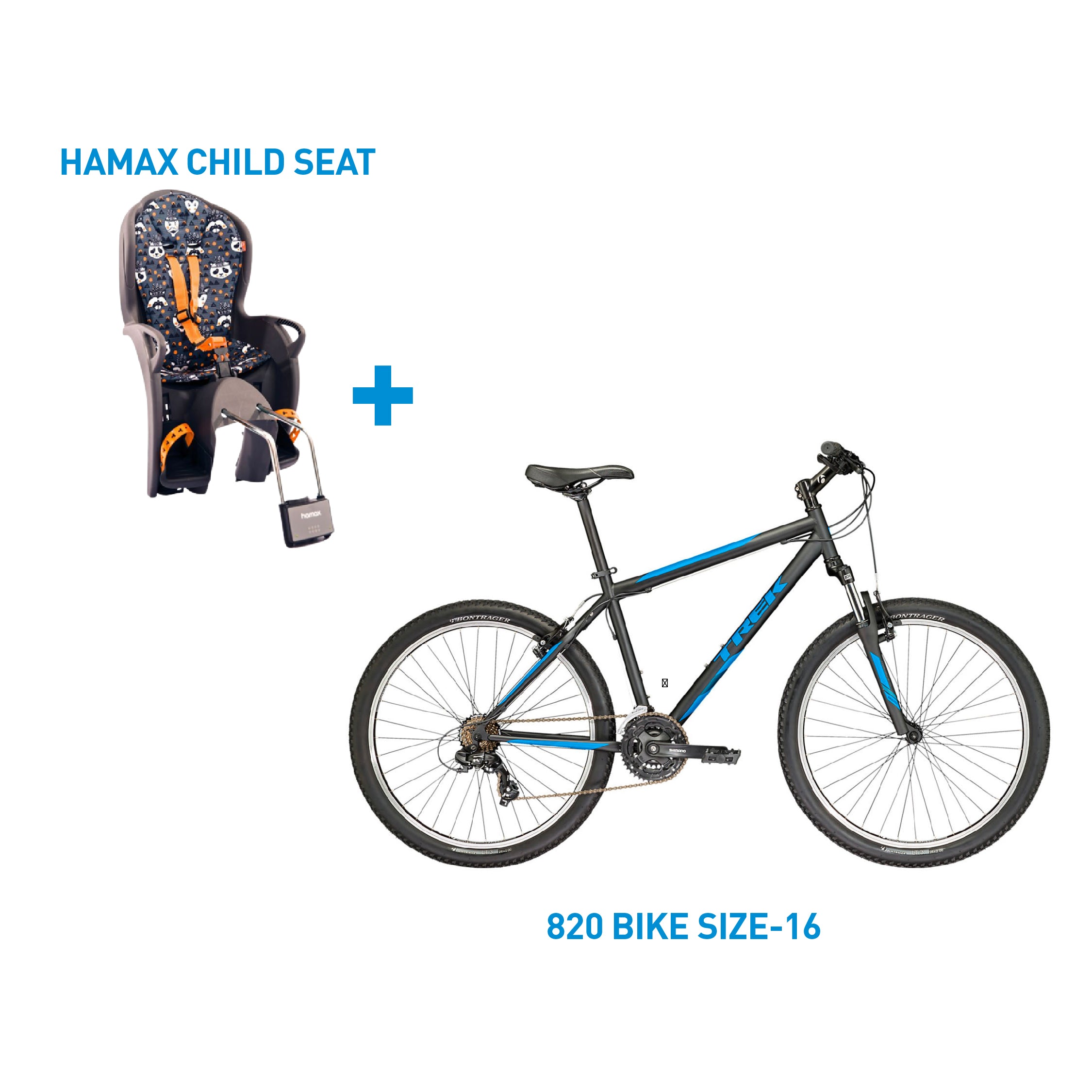 820 BIKE SIZE 16 + HAMAX CHILD SEAT