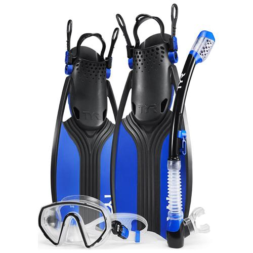 VOYAGER MASK SNORKEL FIN SET BLUE BLACK